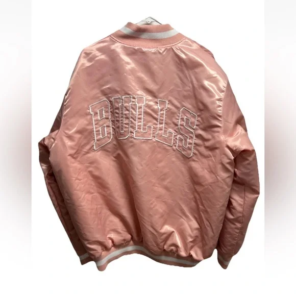 Starter Chicago Bulls Jacket Pink Satin NBA Bomber - Picture 2 of 7